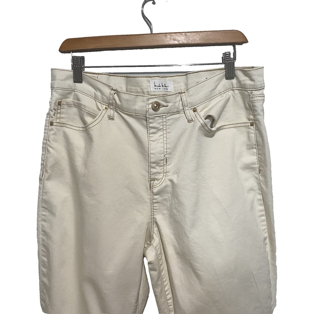 Nicole‎ Miller Women's Soho High Rise Bootcut Pants Cream Size 12 Preowned - Picture 2 of 11